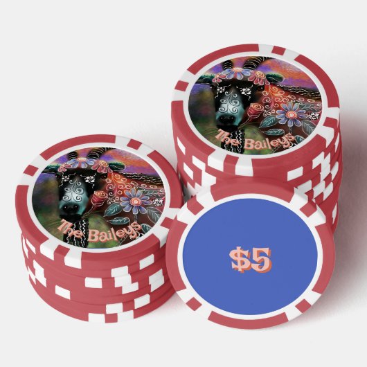 フローラお洒落ヤギ農園パーソナライズされた動物 ポーカーチップ (積み重ね)