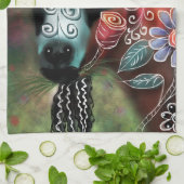 フローラお洒落ヤギ農場動物フローラ桃 キッチンタオル (折り畳み)