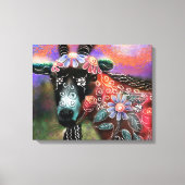 フローラお洒落ヤギ農場動物フローラ桃 キャンバスプリント (正面)