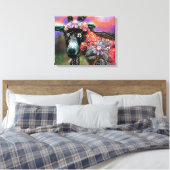 フローラお洒落ヤギ農場動物フローラ桃 キャンバスプリント (インサイチュ (寝室))