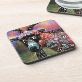 フローラお洒落ヤギ農場動物フローラ桃 コースター