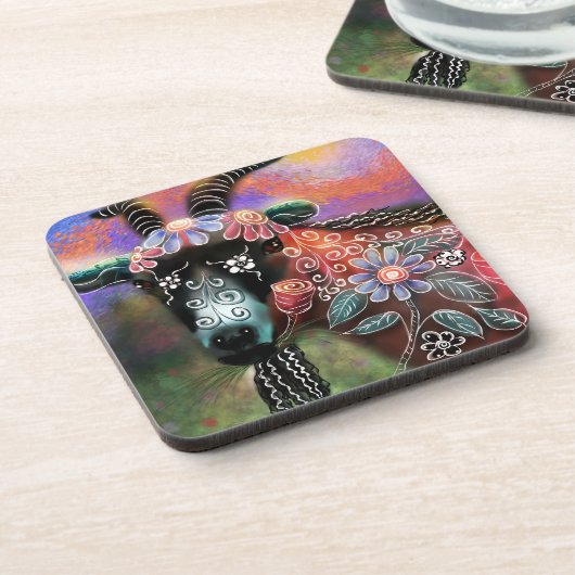 フローラお洒落ヤギ農場動物フローラ桃 コースター (左側)