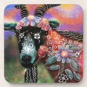 フローラお洒落ヤギ農場動物フローラ桃 コースター (正面)