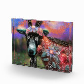 フローラお洒落ヤギ農場動物フローラ桃 フォトブロック (右)