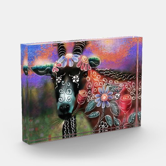 フローラお洒落ヤギ農場動物フローラ桃 フォトブロック (左)