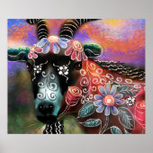 フローラお洒落ヤギ農場動物フローラ桃 ポスター (正面)