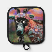 フローラお洒落ヤギ農場動物フローラ桃 鍋敷き (正面)