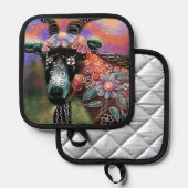 フローラお洒落ヤギ農場動物フローラ桃 鍋敷き (正面/裏面)