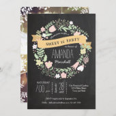 フローラお洒落リースChalkboard Sweet 16写真 招待状 (正面/裏面)