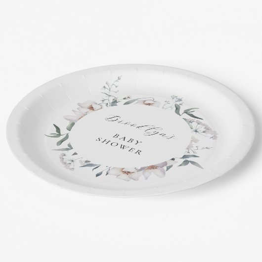 フローラお洒落ワイルドフラワー春ベビーシャワーパップ ペーパープレート (アングル)