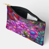 フローラお洒落抽象芸術ピンクレッドパープルティール(緑がかった色) アクセサリーポーチ (見開き)