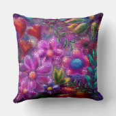 フローラお洒落抽象芸術紫ピンク色の花 クッション (裏面)