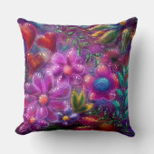 フローラお洒落抽象芸術紫ピンク色の花 クッション (正面)