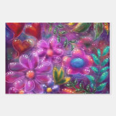 フローラお洒落抽象芸術花 ラッピングペーパーシート (正面)