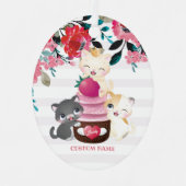 フローラお洒落猫苺カップケーキ メタルオーナメント (正面)