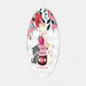 フローラお洒落猫苺カップケーキ メタルオーナメント (正面左)