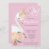 フローラお洒落白鳥のベビーシャワー  招待状 (正面/裏面)