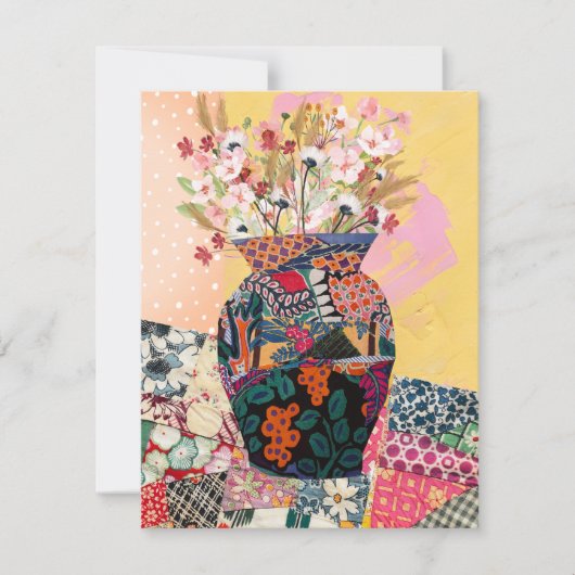 フローラお洒落紙コラージュ混在グリーティングカード サンキューカード (正面)