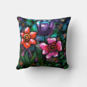 フローラお洒落紫色の青ピンクの花 クッション (裏面)