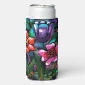 フローラお洒落紫色の青ピンクの花 スリム缶クーラー (Seltzer裏面)