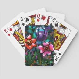 フローラお洒落紫色の青ピンクの花 トランプ