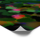 フローラお洒落紫色の青ピンクの花 ポスター (角)