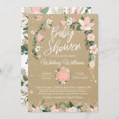 フローラお洒落赤面&ホワイトガールベビーシャワー 招待状 (正面/裏面)