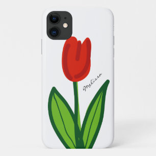 フローラお洒落iPhoneの赤いチューリップの花入れ iPhone 11 ケース