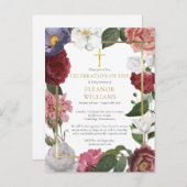 フローラお祝いのライフ金ゴールド横断葬儀 案内ポストカード (正面/裏面)