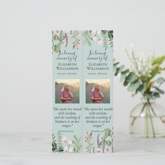 フローラお祝いの写真引用文ブックマーク カード (スタンド正面)