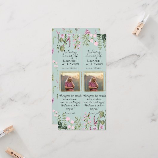 フローラお祝いの写真引用文ブックマーク カード (正面/裏面インサイチュ)