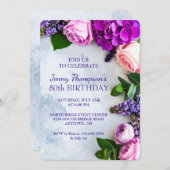 フローラお祝いカスタム80thバースデーパーティー 招待状 (正面/裏面)