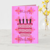 フローラお誕生日ケーキfor Her/Girls Artプリント カード (黄色い花)