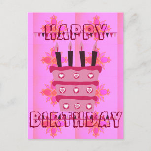 フローラお誕生日ケーキfor Her/Girls Artプリント ポストカード