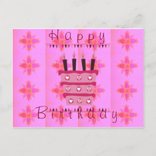 フローラお誕生日ケーキfor Her/Girls Artプリント ポストカード