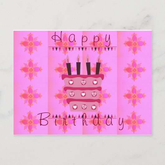 フローラお誕生日ケーキfor Her/Girls Artプリント ポストカード (正面)