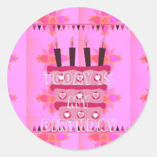 フローラお誕生日ケーキfor Her/Girls Artプリント ラウンドシール