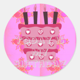 フローラお誕生日ケーキfor Her/Girls Artプリント ラウンドシール