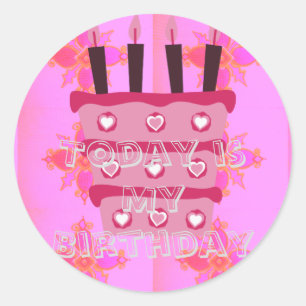 フローラお誕生日ケーキfor Her/Girls Artプリント ラウンドシール