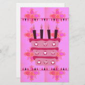 フローラお誕生日ケーキfor Her/Girls Artプリント 便箋 (正面/裏面)