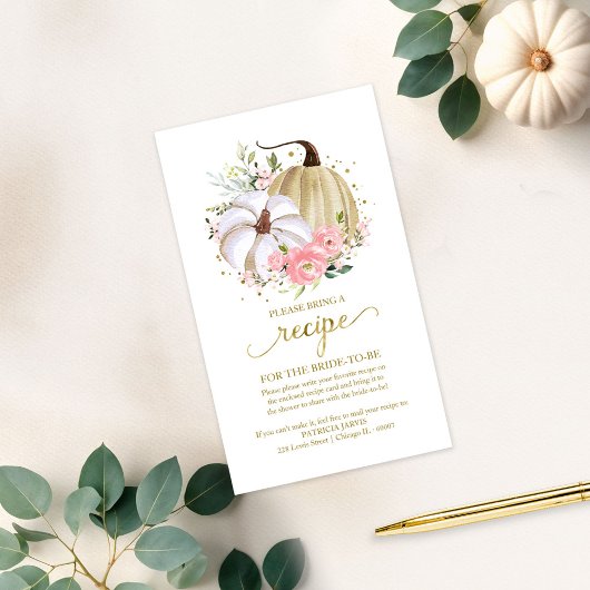 フローラかぼちゃブライダルシャワーレシピ要求 エンクロージャーカード