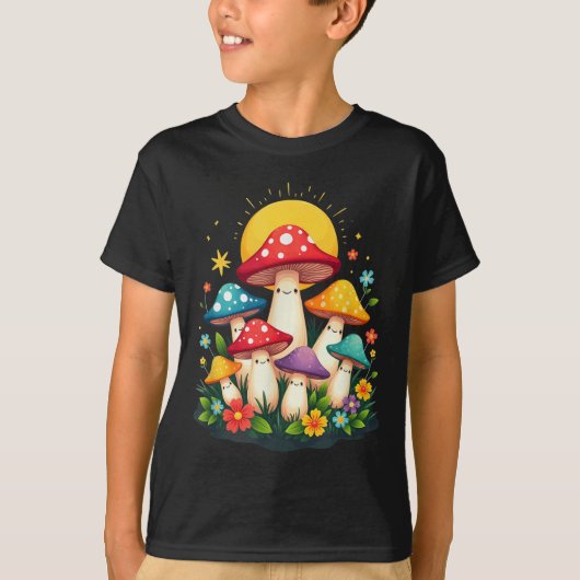 フローラかわいいキノコ真菌ハロウィーンの衣装_2 Tシャツ (正面)