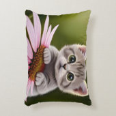 フローラかわいいグレー猫 アクセントクッション (正面(垂直))