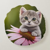 フローラかわいいグレー猫 ラウンドクッション (裏面)