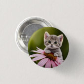 フローラかわいいグレー猫 缶バッジ (正面&裏面)