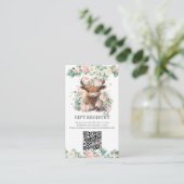 フローラかわいいハイランド牛のベビーギフトレジストリQR エンクロージャーカード (スタンド正面)