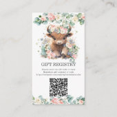フローラかわいいハイランド牛のベビーギフトレジストリQR エンクロージャーカード (正面)