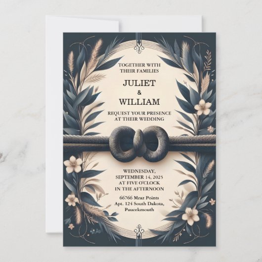 フローラかわいいロープ私たちは結び目結婚の 招待状 (正面)