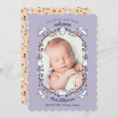 フローラかわいい子ネコの誕生のお知らせ 招待状 (正面/裏面)