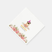 フローラかわいい子犬の子供の誕生日 スタンダードカクテルナプキン (角)